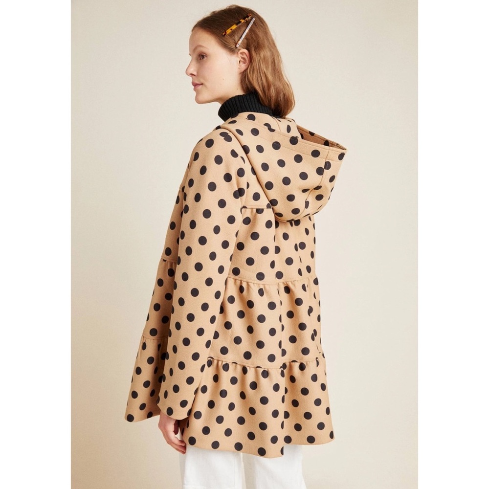 Eva Franco S Anthropologie Maybelle Polka Dot Tiered Coat Jacket Hooded Zip Up - Picture 13 of 13